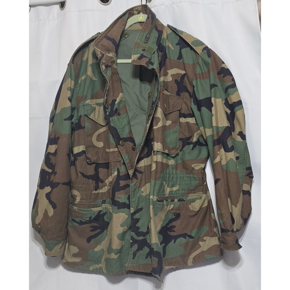 Golden Mfg Co M-65 Field Coat Woodland Camouflage Military Jacket Large Long